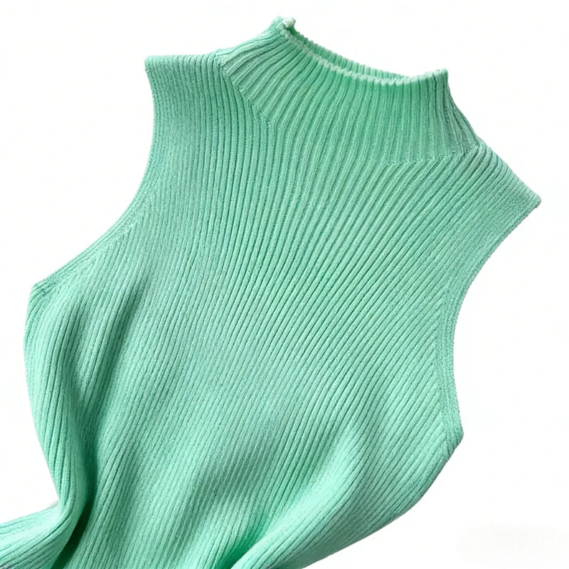 Women's Mint Green Sleeveless Halter Neck Sundress Stretchy Ladies Knit Bodycon Mini Dress Casual Summer Clubwear Dress Outfits