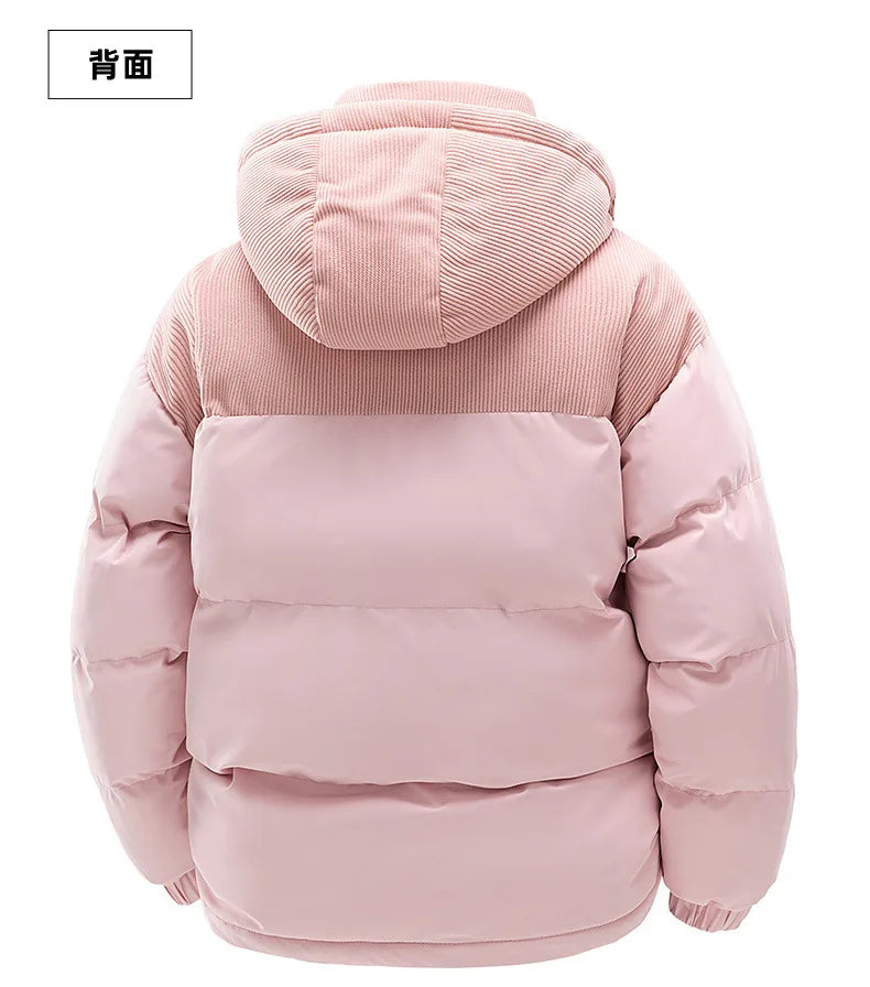 Custom LOGO cotton-padded clothes for men and women 2025 winter new thickened warm removable hooded cotton clothes couple jacket
