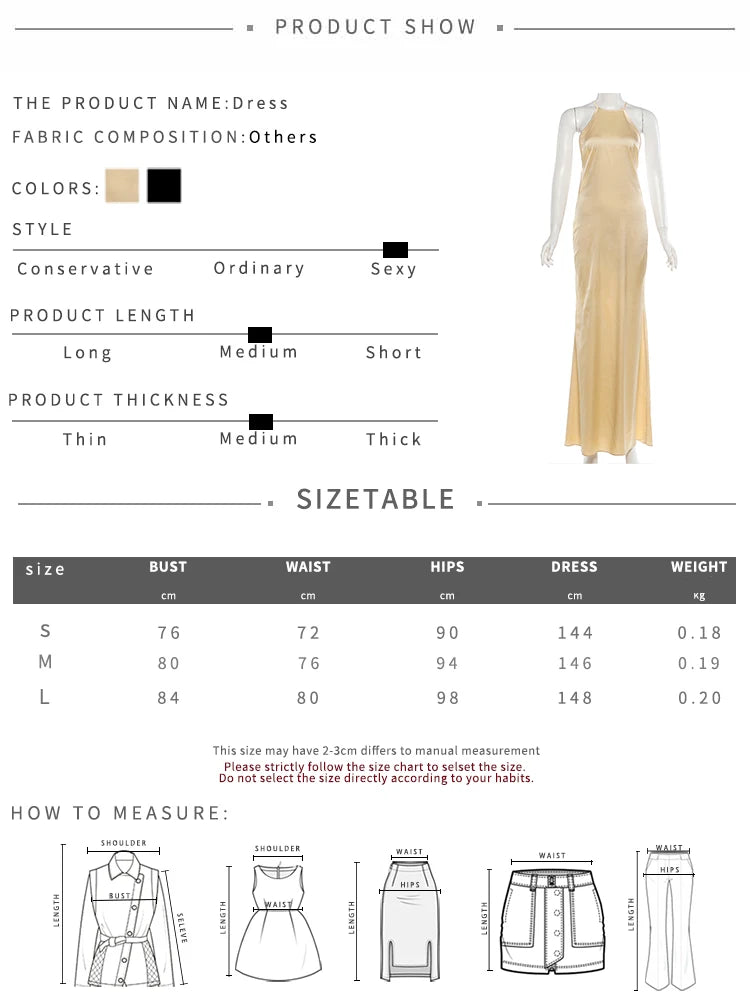 Nibber Sleeveless Halter Satin Dress Women Metal Buckle Elegant Patchwork Fashion Classic Evening Party Backless Long Bodycon