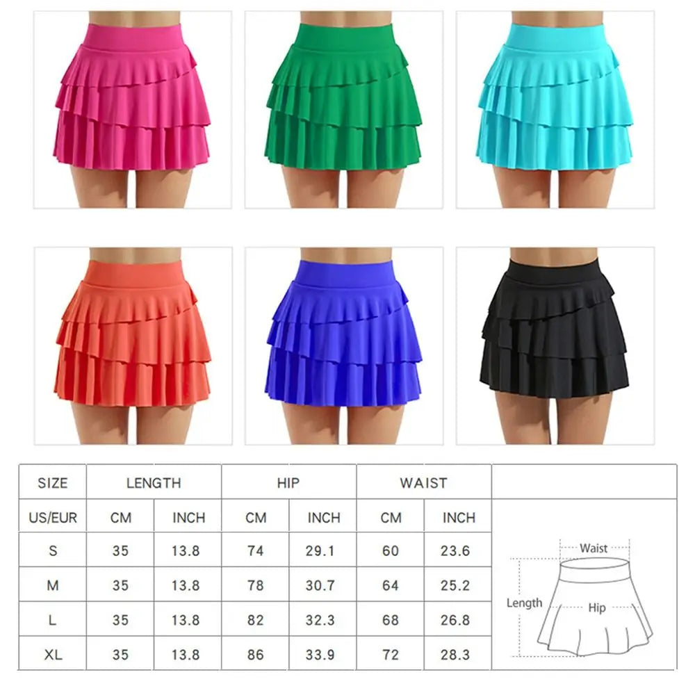 2 Pockets Women's Pleated Tennis Skirts Ruffle with Shorts Golf Athletic Skirt Quick Drying Tummy Control Sports Dance Skirt