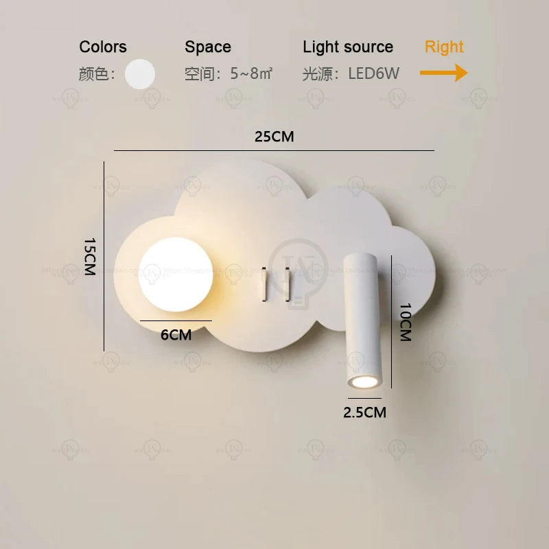 White wall lamp backlight 350 degree rotation adjustable wall lamp hotel bedroom bedside study reading desk lamp with switch