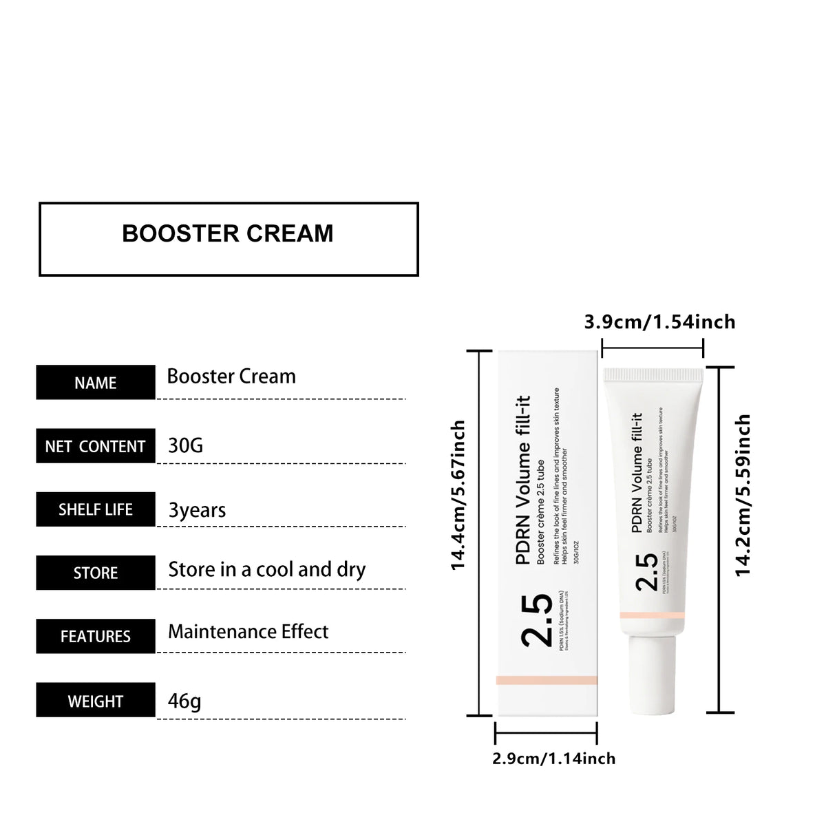 PDRN Volume fill it Booster Cream for Forehead Smile Lines & Skin Wrinkle Anti Aging Firming Facial Volume Cream Daily Skin Care