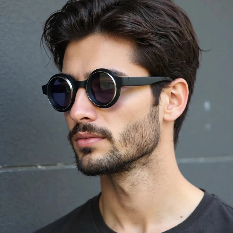 Men Sunglasses Fashion Retro Round Sun Glasses Classic Trendy Circular Outdoor Photography Accessory Eyewear UV400 Eyeglasses