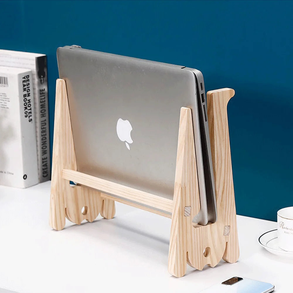 Solid Wood Laptop Stand Removable Vertical Bracket Cooling Base Cooling Heat Dissipation Laptop Holder Support Base PC LapTop