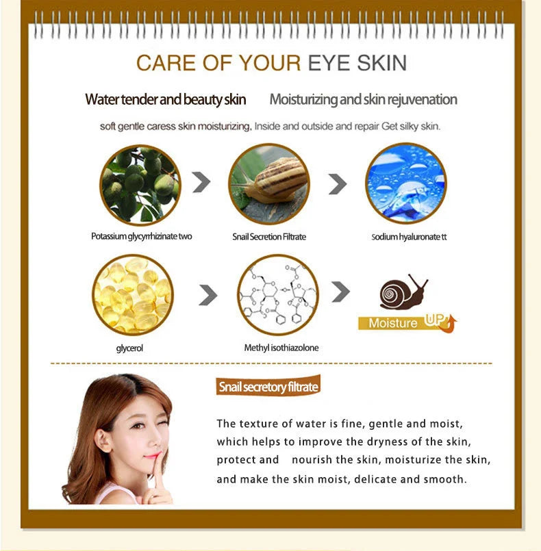 Snail Face Cream + Retinol Eye Serum Massage Roller 2pcs/Lot for Moisturizing Eye Bag Face Cream Skin Care Products