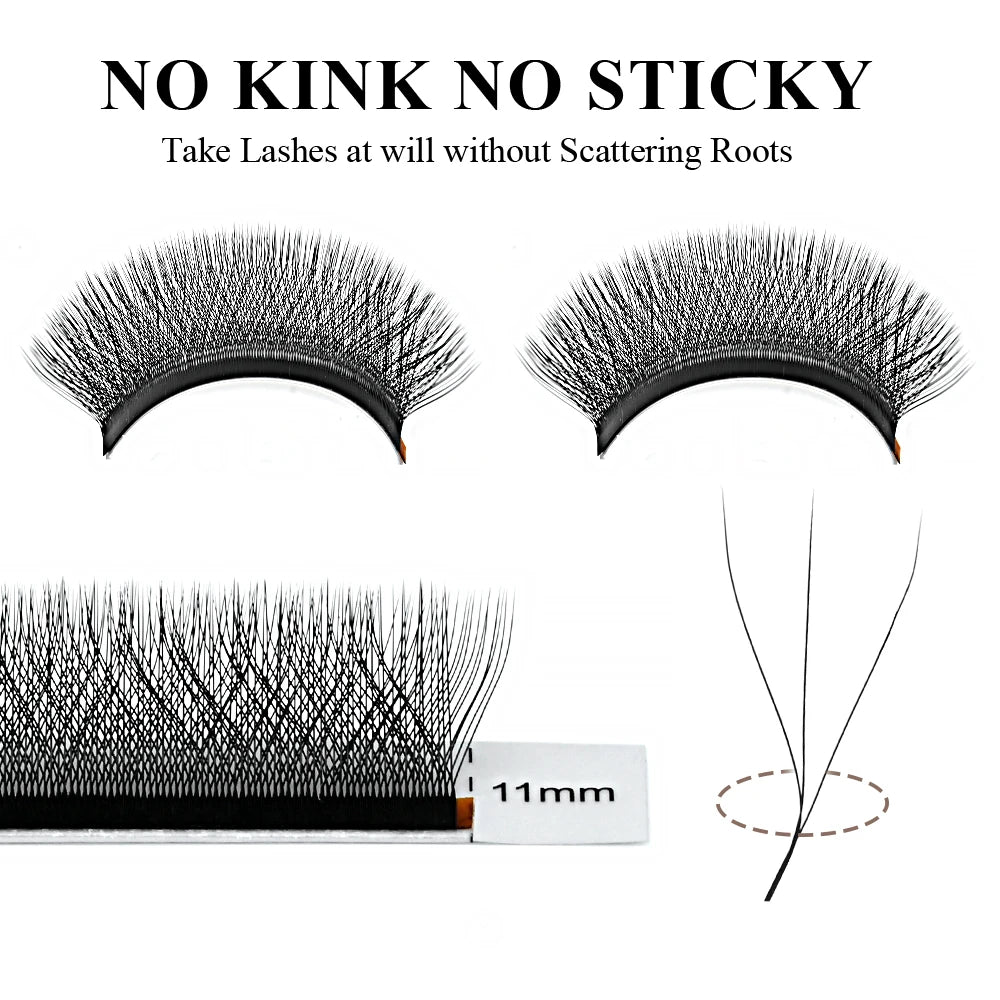 NAGARAKU 3D W Shape Natural Soft Light Hand Woven Fans Automatic Flower False Eyelashes Extensions