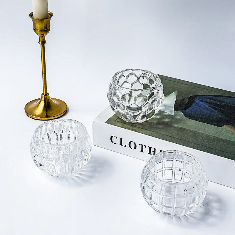European Style Crystal Glass Candle Holder Romantic Dinner Small Candle Stand Bar Home Hotel Decor