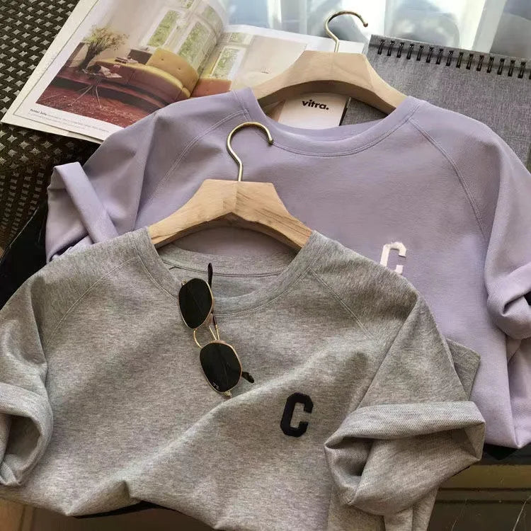  2 Piece Set Women Summer Loose Short Sleeve T-Shirt Casual Shorts Sports Print Letter Casual Suit Large Size Short Pajamas