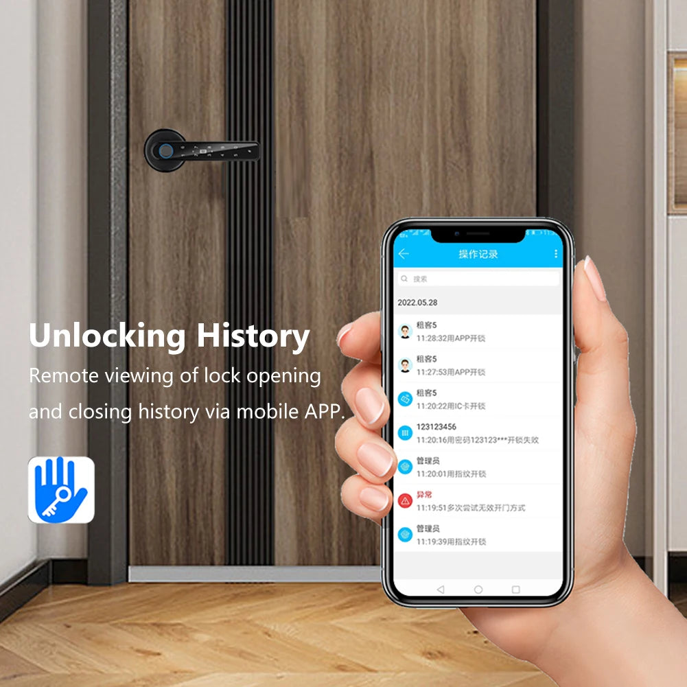 Digital Door Lock Biometric Fingerprint Lock Smart Home Anti Peeping TTLOCK APP Control Type-C Charging Intelligent Door Lock