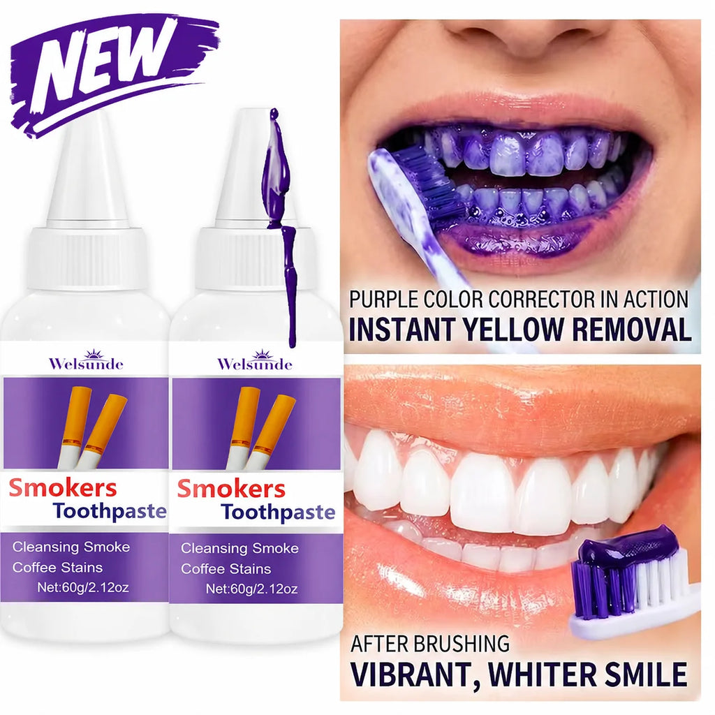 2 Packs Whitening Teeth Toothpaste, Gently Reduce Smoke & Coffee Stains, Toothpaste for Deep Cleaning & Brighter Smile, Purple Remineralizing Hydroxyapatite Toothpaste, with Minty Fresh Breath, Gentle on Gums, Ideal Oral Hygi
