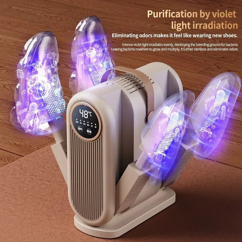 Portable 6 Arms Electric Shoe Dryer Foldable Boot Drying Machine Household Shoe Warmer Heater With Intelligent Timer Shoe Blowe