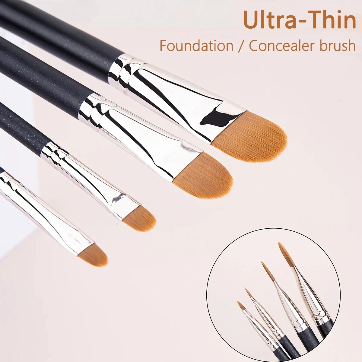 4 Types Sizes Upgraded Ultra-thin Foundation Concealer Makeup Brush Professional Liquid Foundation Cream Concealer Make-up Tool