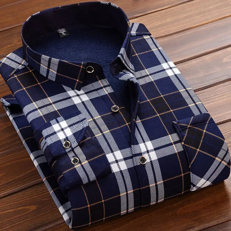 New Design Autumn Winter Warm Plaid Shirts for Men Evening Business Office High Quality Men's Winter Clothing Fashion Tops 2026