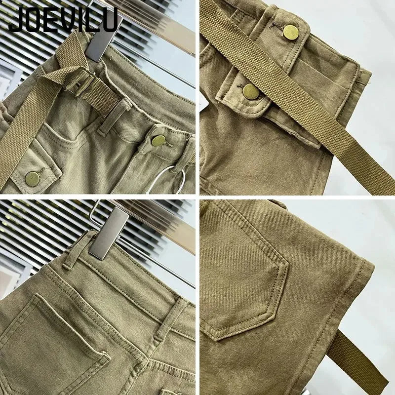 Large Pocket Denim Shorts Women Stretch Slim Fit High Waist Sexy Butt Lifting Hot Pants Summer Fashion Babes Casual Y2k Clothes