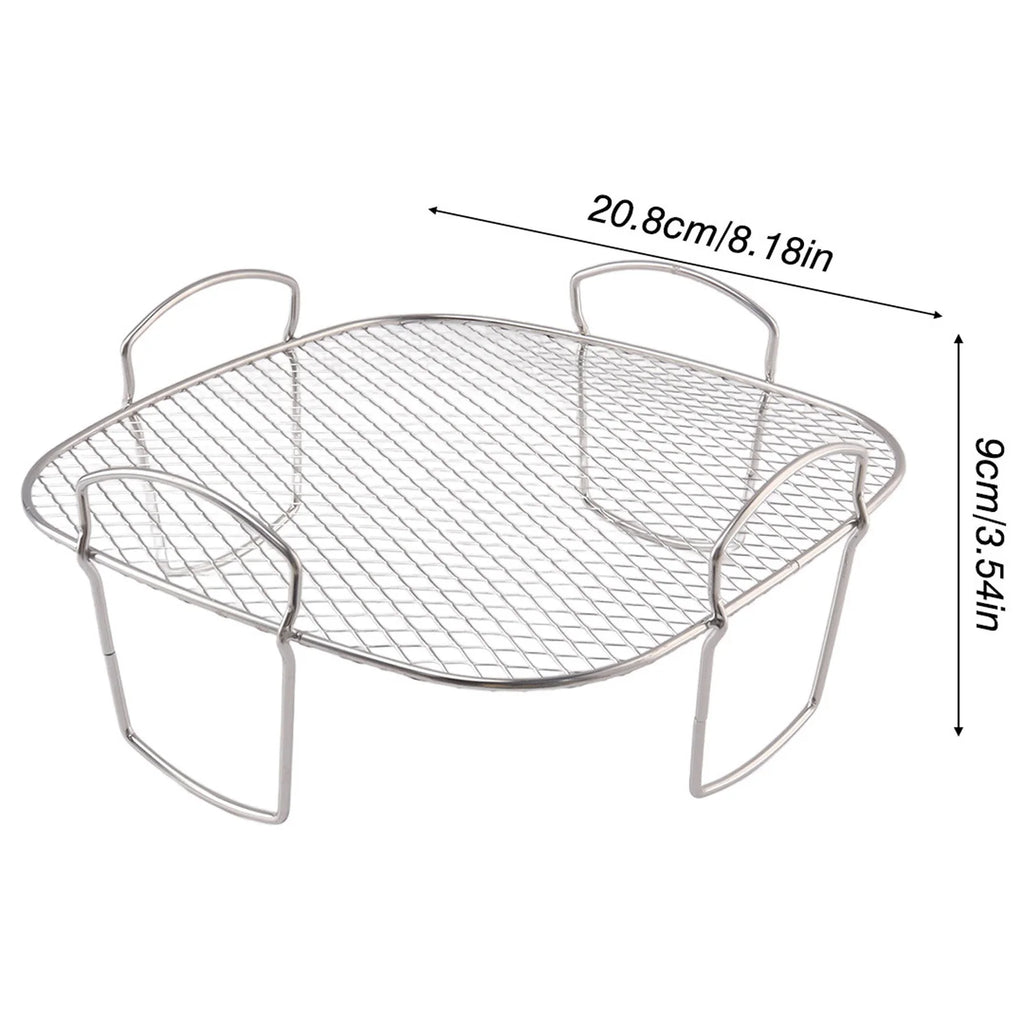 PLOVG Stackable Air Fryer Racks Set Stainless Steel Grilling Oven Steamer Cooker Home Kitchen Gadgets Round Square Rectangle