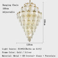 Luxury Porcelain Glass Leaves Chandelier Modern Crystal Hanging Lamps Home Decor Lighting Lustre Villa Living Room Pendant Light