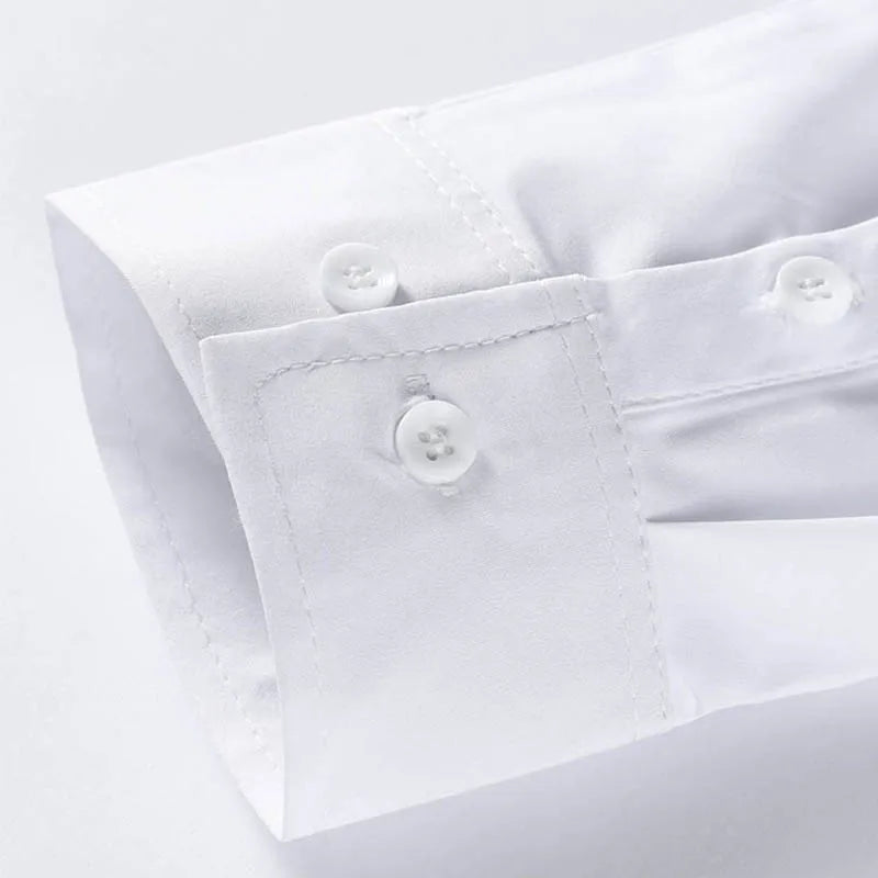 Men's Business Casual Long Sleeve Shirt Solid Color Wrinkle Resistant Comfortable All-Season Versatile Solid Color Top