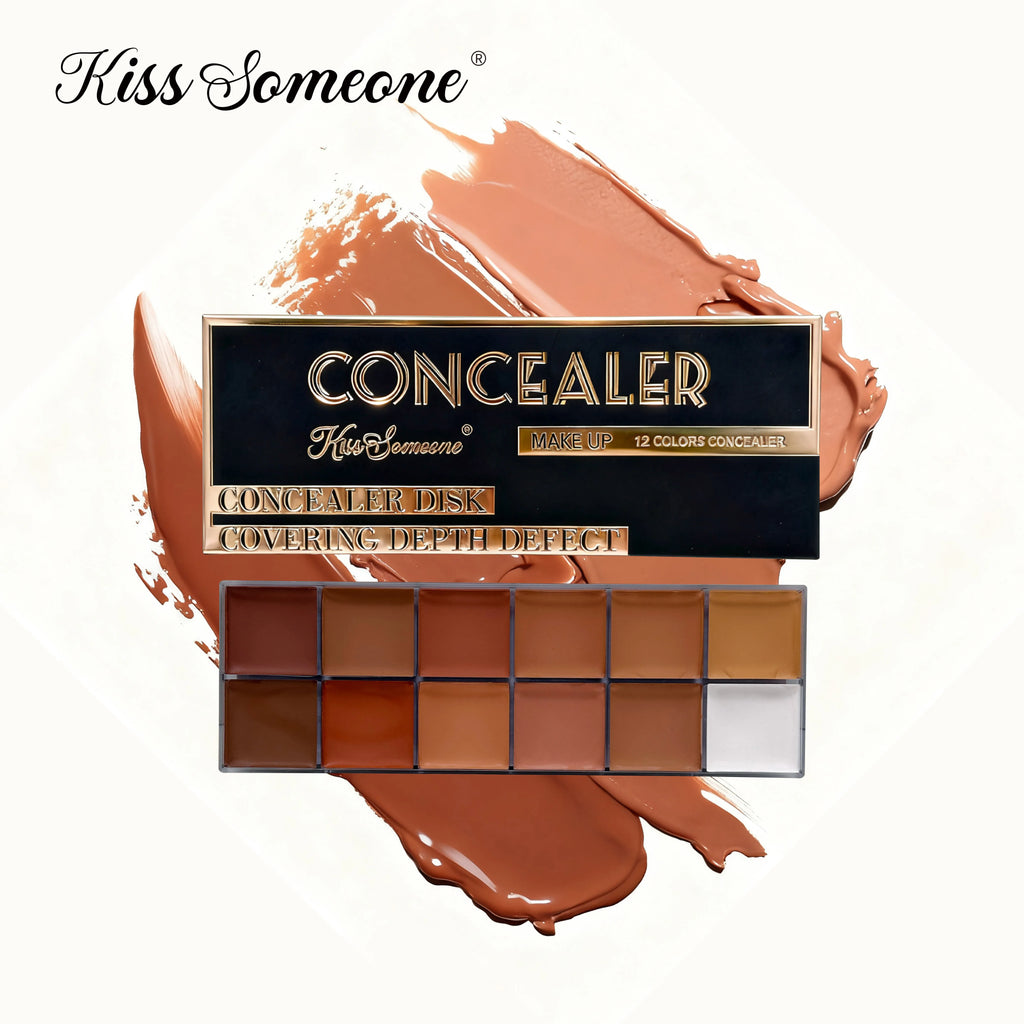 12 Color Concealer Dark Skin Waterproof Full Cover Foundation Make-Up Beauty Makeup Face Makeup Sunscreen Powder Blusher Eye