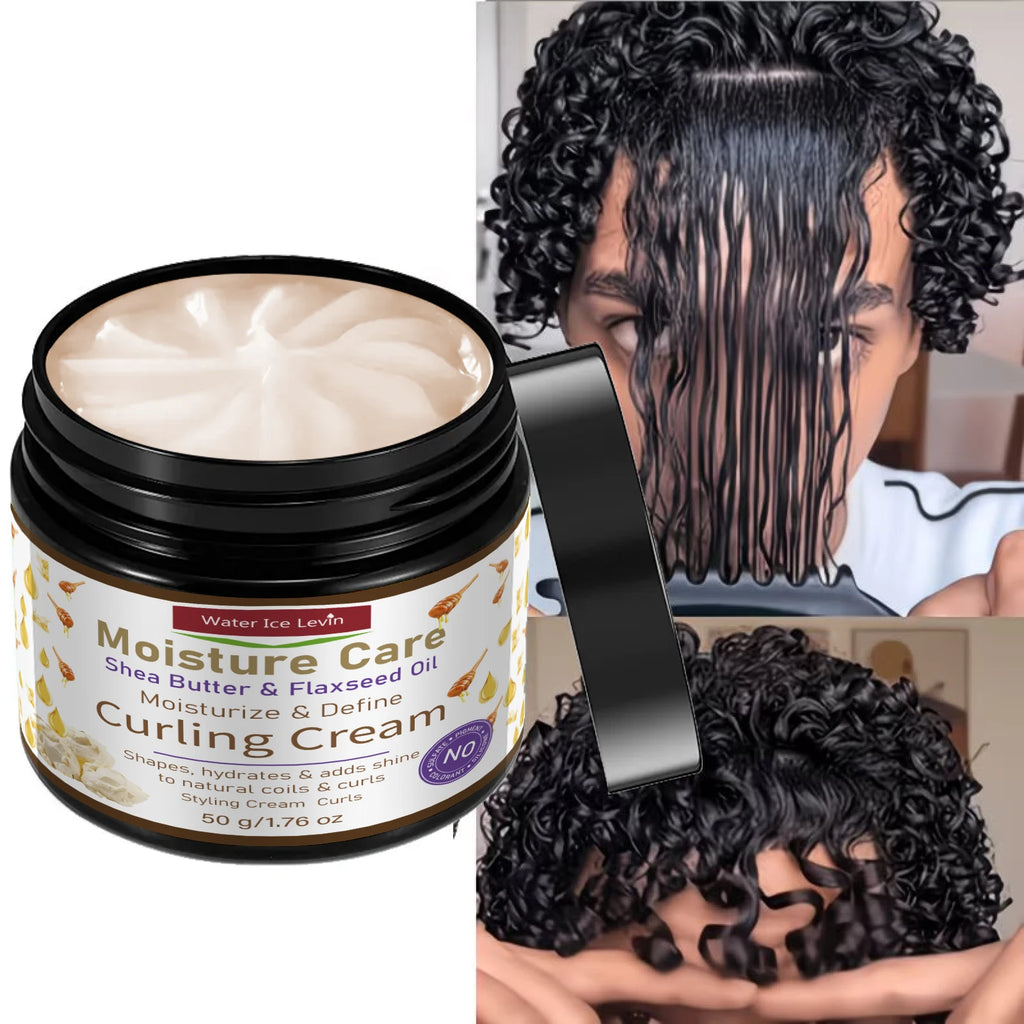 50g Moisture Care Curling Cream With Shea Butter Flaxseed Oil Moisturizes Hair Create Shiny Healthy Curls Define Natural Coils
