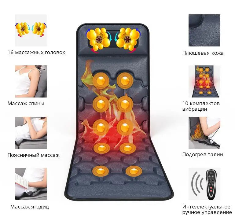 Electric Neck Massager Heating Vibrating Back Waist Massage Cushion Shiatsu Body Massage Mat for Home Office Car