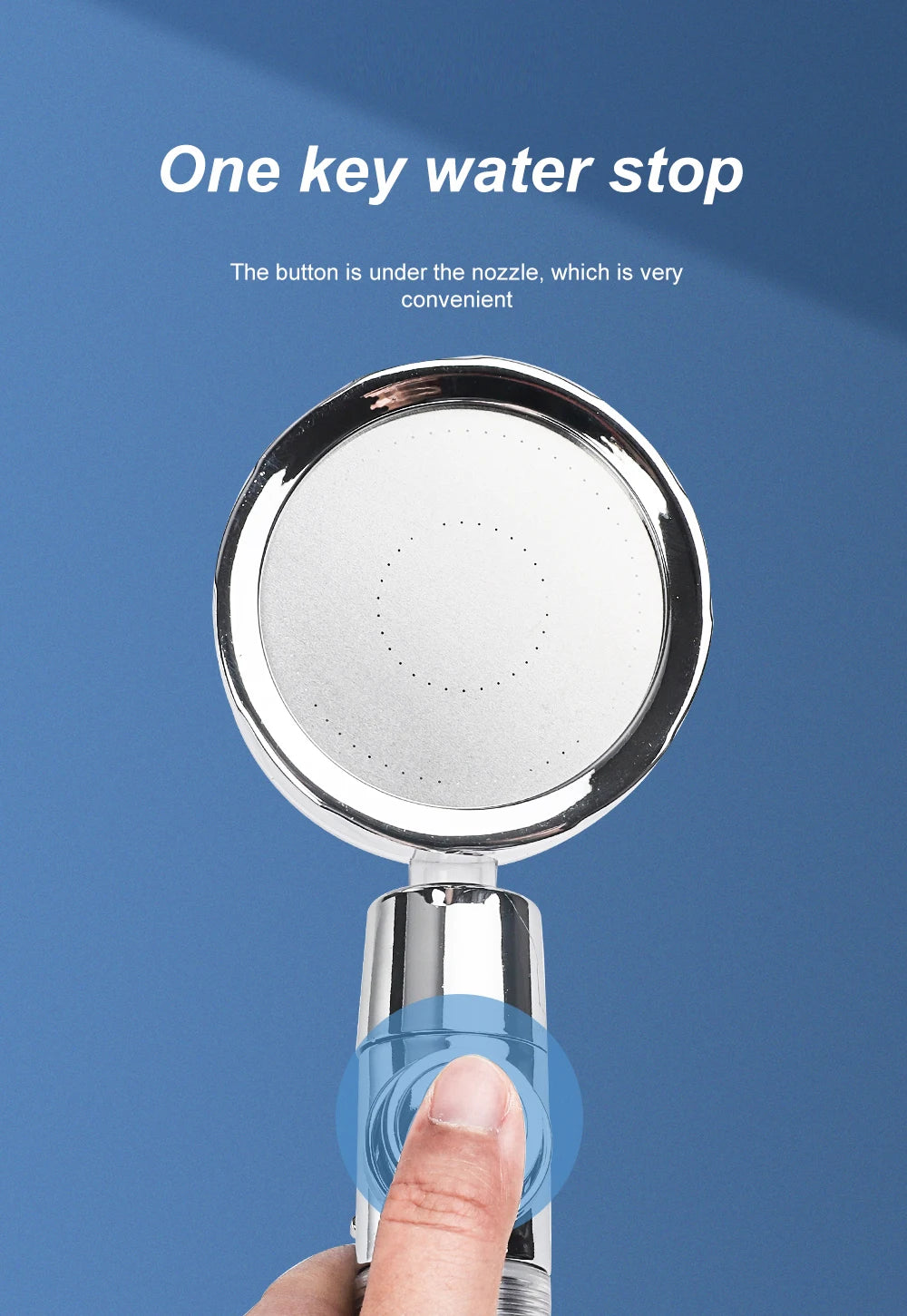 High Pressure Shower Head with One-click Stop Handheld Shower Head with Filters Water Saving Spray Hotel Bathroom Accessories