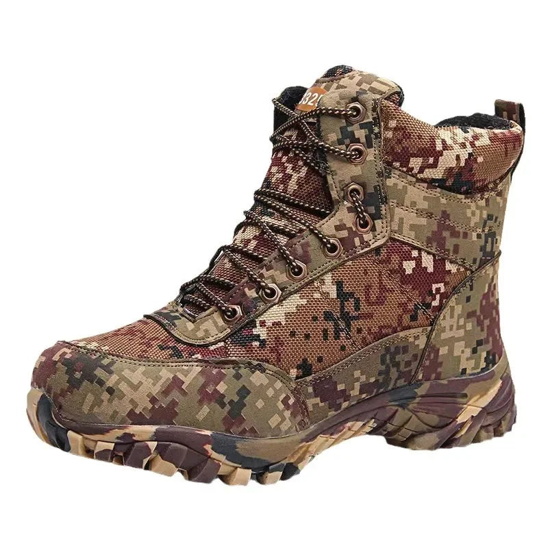 Winter Men's Snow Boots Men Combat Army Boots Winter Camouflage Warm High-top Cotton Shoes Mens Plush Wool Boots Size 39-46