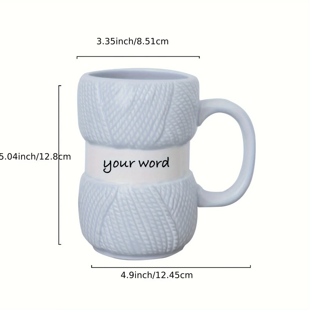 Unique Knitted Style Ceramic Coffee Cup, Embossed Creative Breakfast Cup and Milk Cup, Anti Scald Fun Family Holiday Gift