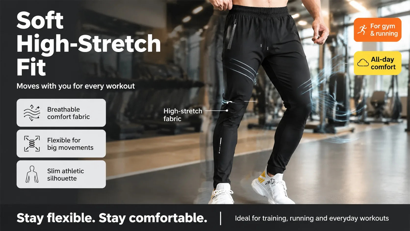 Breathable Plus Size Men's Casual Jogger Pants for Men Tracksuit Trousers Quick Dry Straight Elastic Waist Korean Classic Sport