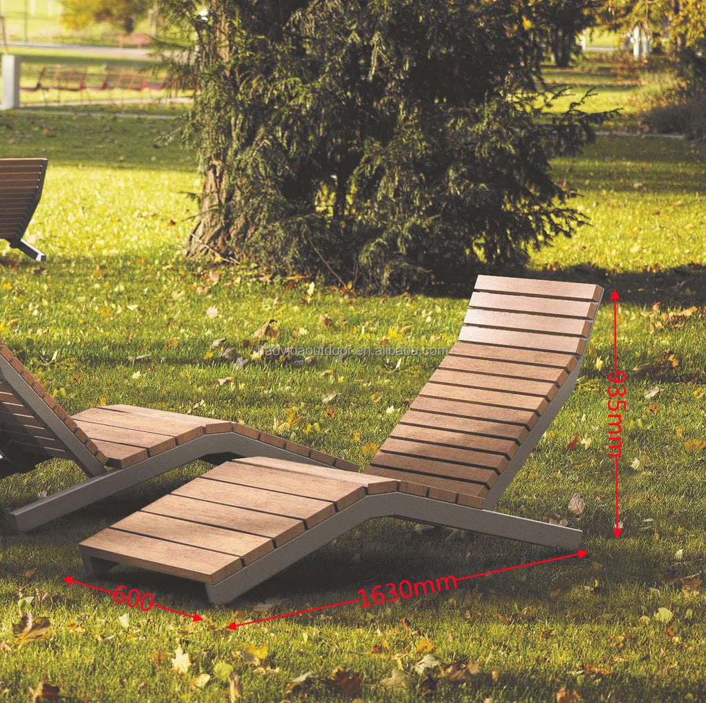 Factory Customized Wooden Outdoor Sun Lounger Ergonomic Sun Lounger Curved Wooden Garden Sun Lounger