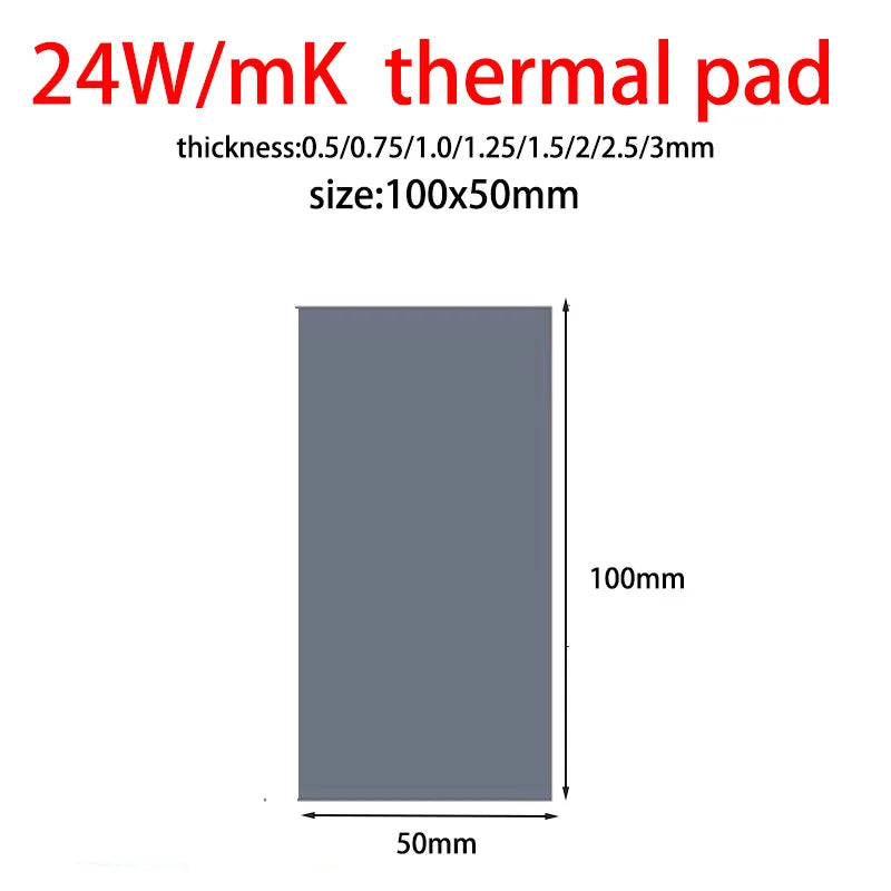 Great 24w 22w 20w 18.6w 16.5w OEM thermal pad for GPU CPU  Heatsink Cooling Conductive Silicone Pad thickness 0.75 1.25 1.75mm