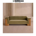 05 Medieval Style Designer Solid Wood Tree Rut Straight Row Sofa Wabi Sandy Wind Fabric Sofa American Country