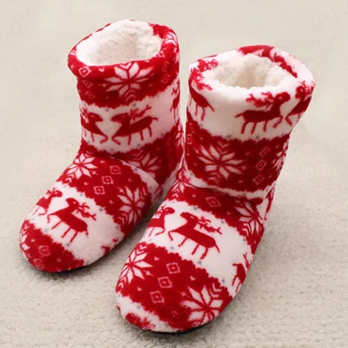 Home Slippers Boots Womens Winter Warm Indoor Christmas Elk Fur Contton Plush Anti Skid Non Slip Soft Deer Female Floor Shoes
