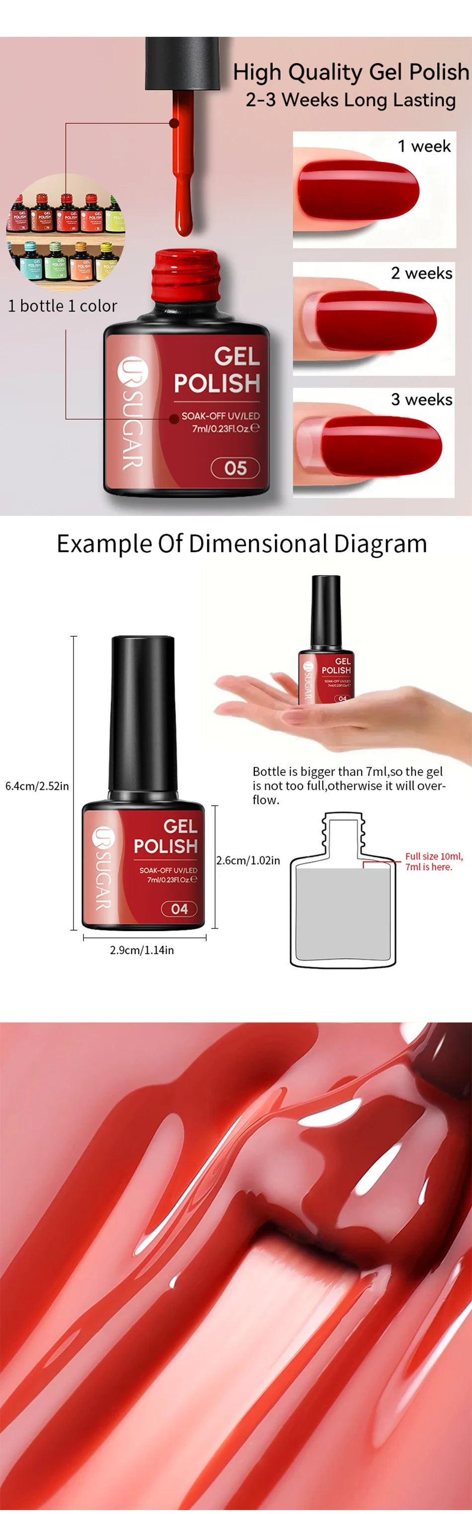 UR SUGAR 6Pcs/Set 7ML Gel DIY Nail Polish Autumn Semi Permanent Soak Off UV LED Gel Varnish Nail Art Design Manicure Kit