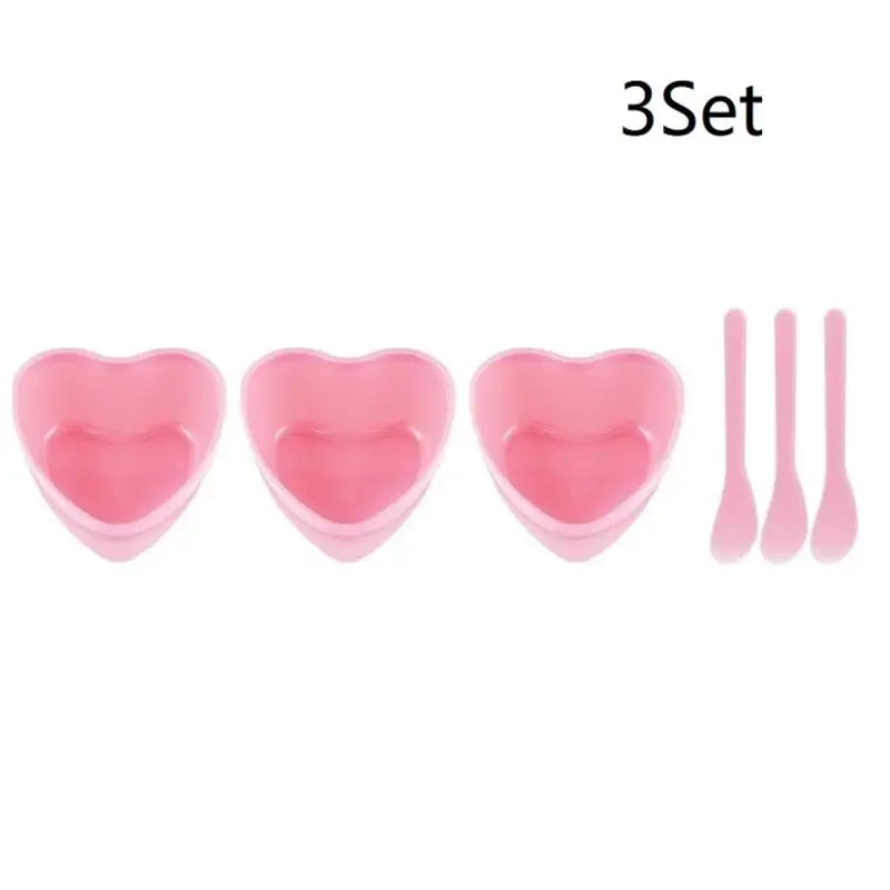 3/6 Sets Heart-Shaped Facial Mask Mixing Bowls with Scraper - Plastic DIY Skin Care Tools for Family And Salon Use