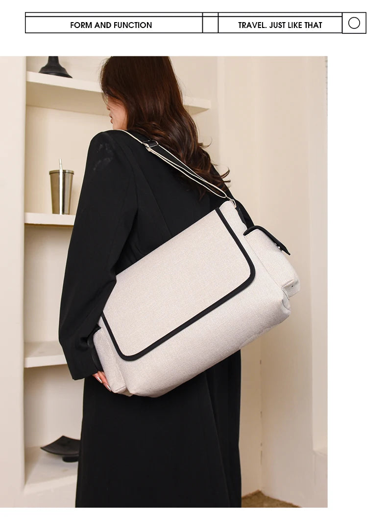 New Women's Large Capacity Canvas Shoulder Bag Casual Tote Handbag Trendy Messenger Bag for Everyday Use