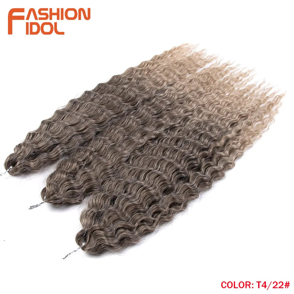 FASHION IDOL 24 Inch 300g Ariel Hair Synthetic Crochet Curly Hair Water Wave Braid Hair Ombre Blonde Braiding Hair Extensions