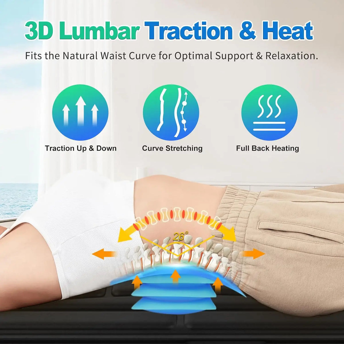 Full Body Heat Vibration Massage Mat Foldable Lumbar Cushion Bed Sofa Floor Relaxation