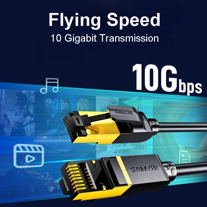 Samzhe Cat7 Heavy Duty High Speed 10Gbps Internet Network Cable Professional LAN Cable Shielded for Gaming Streaming Home Office