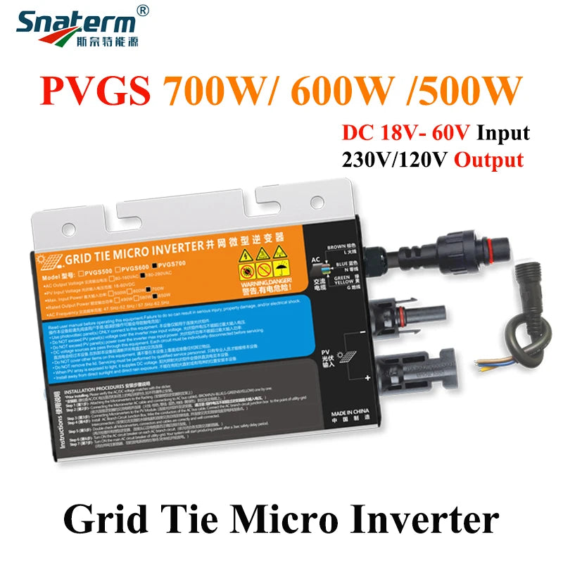 700W 600W 500W 350W 300W 260W MPPT Solar PV On Grid Tied Micro Power Inverter DC18V-60V to AC110V-220V 50HZ/60HZ home use IP65
