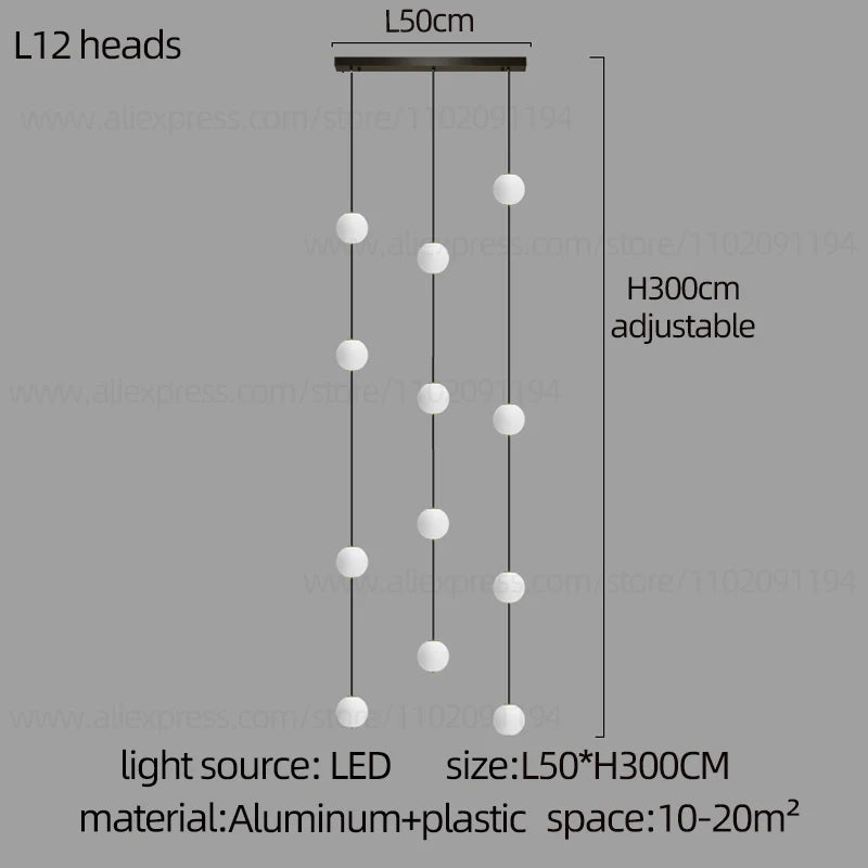 Stairs Modern Chandelier Loft Duplex Living Room Hotel Lobby Long Pendant Nordic Home Decorative Lighting Ball Long Line Pendant