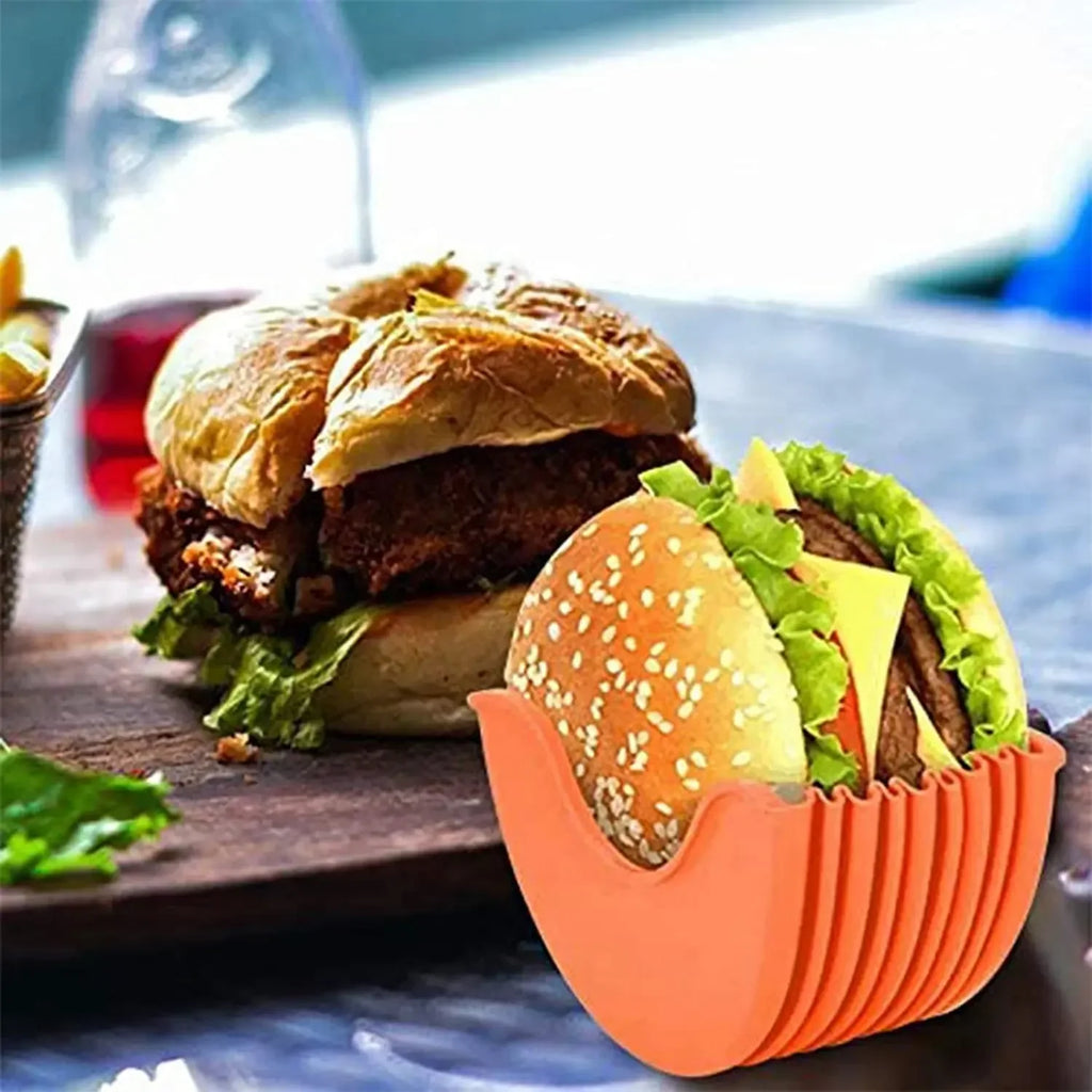 1-4pcs Reusable Burger Rack Useful Gadgets Silicone Frame Burger Tool Holder Shelf Storage Kitchen Organizer Tools Dining Bar LI
