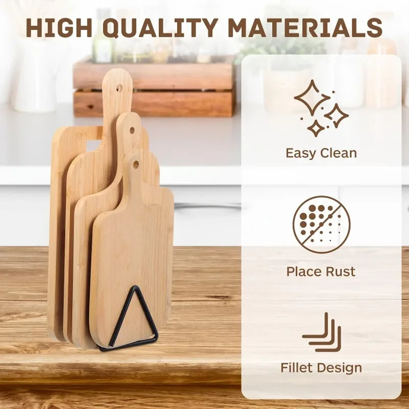 Sturdy Kitchen Storage Shelf , Heavy-Duty Metal Cutting Board Organizer-Space-Saving Kitchen Storage Rack with Triangular Design