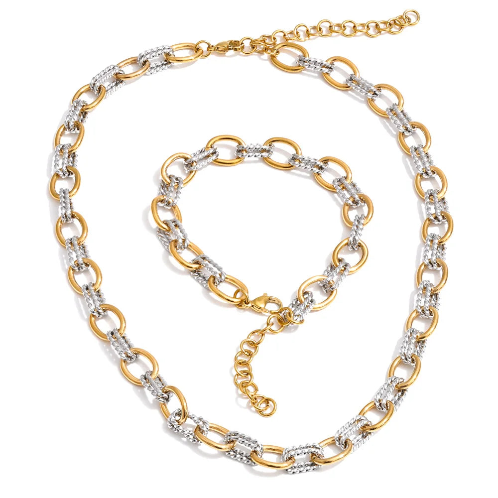 Yhpup Stainless Steel Metal Handmade Chain Statement Necklace Bracelet 2026 PVD Plated Waterproof Popular Statement Jewelry
