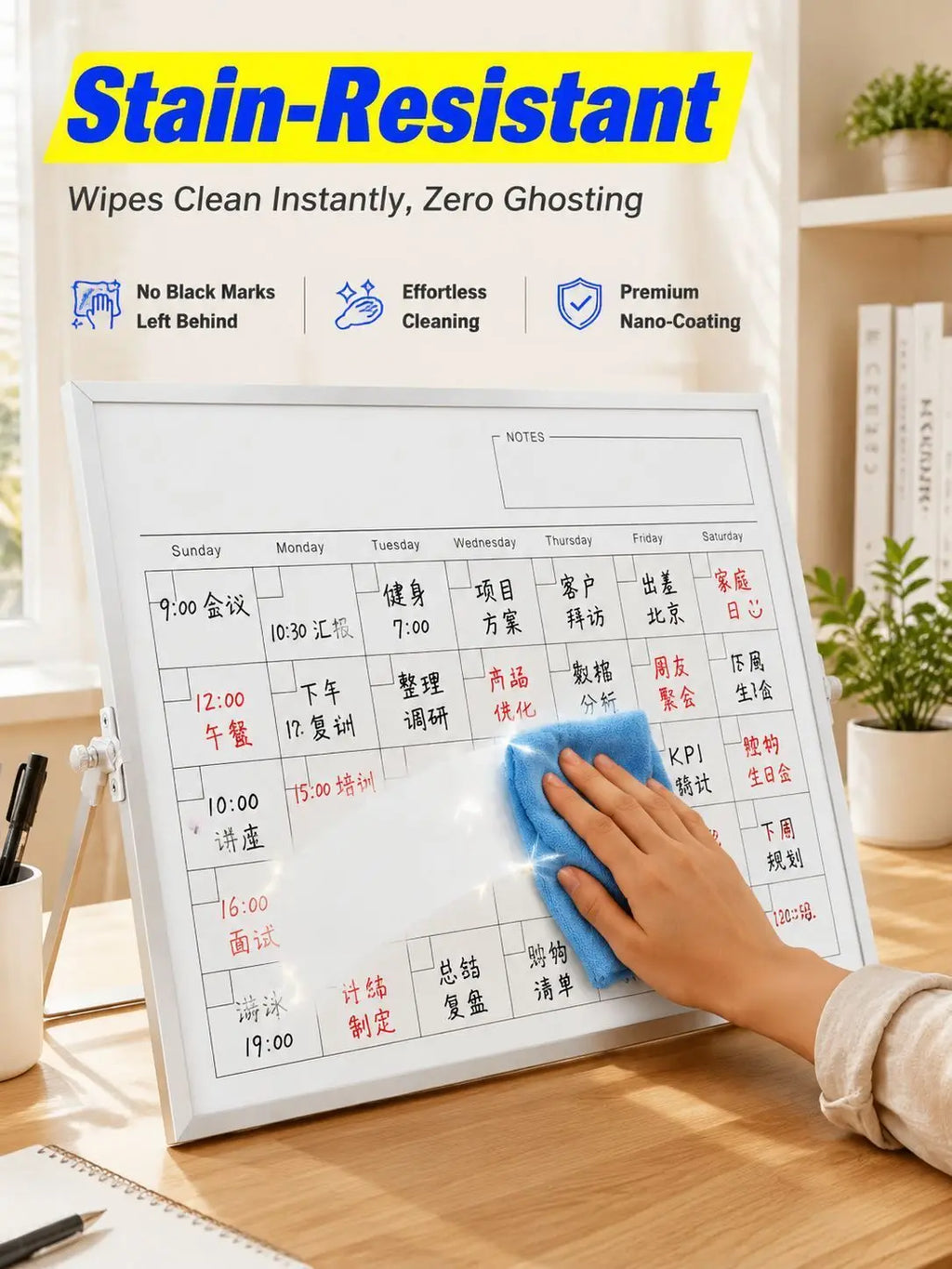 Home use calendar drawing board planner board double-sided whiteboard folding stand type magnetic for teaching office