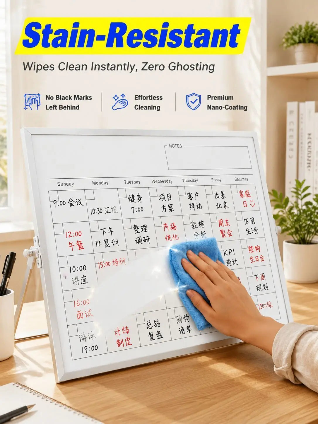 Home use calendar drawing board planner board double-sided whiteboard folding stand type magnetic for teaching office