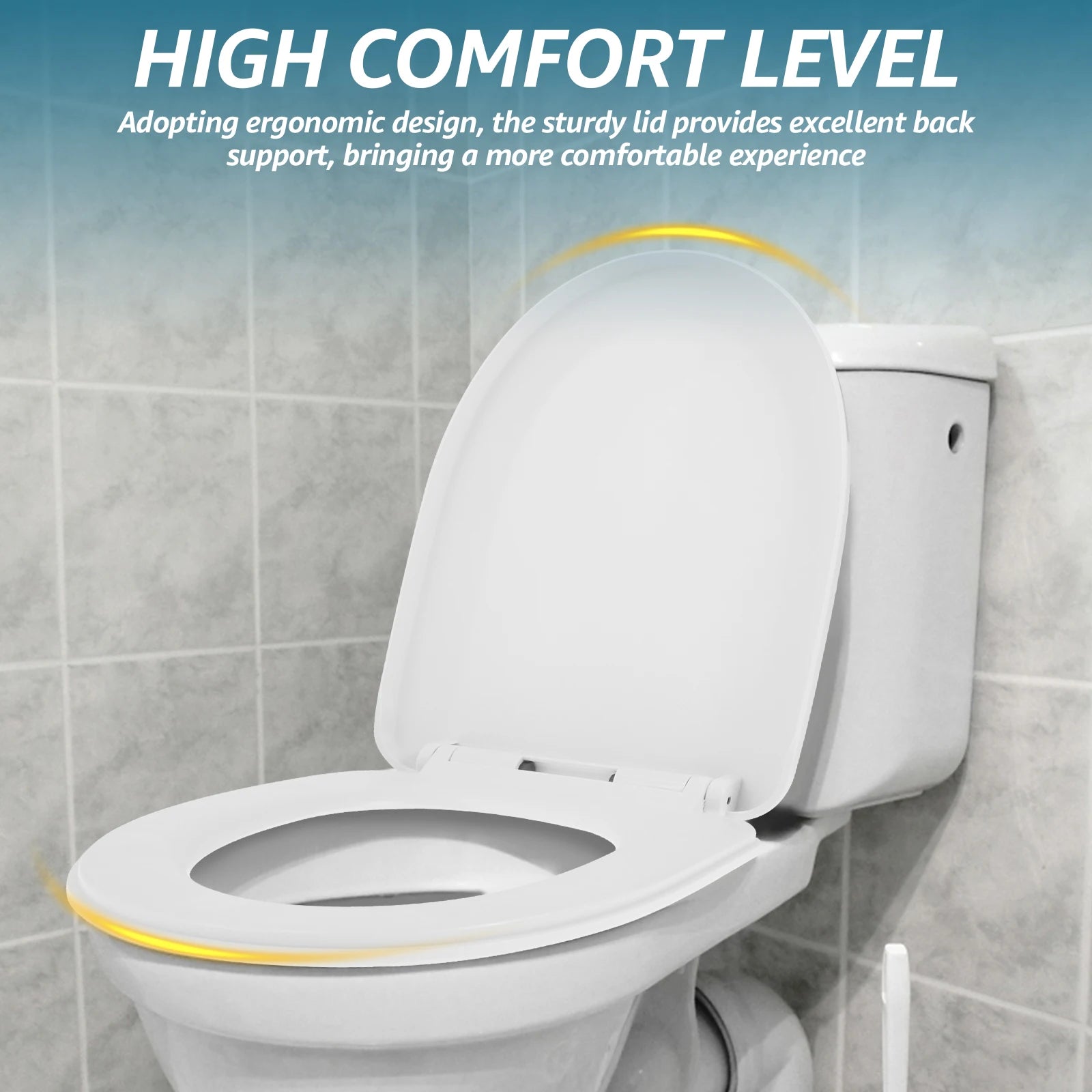 UV-Shaped Toilet Seat Slow Close Quiet Lid Thickened Durable Toilet Lid for Both Adults Children Universal Bathroom Accessories