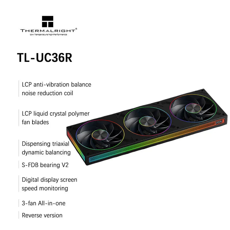 Thermalright TL-UC12/24/36 Performance Level Fan Pressure Fan ARGB Infinity Mirror Smart Speed Display 2400 RPM PWM Temperature
