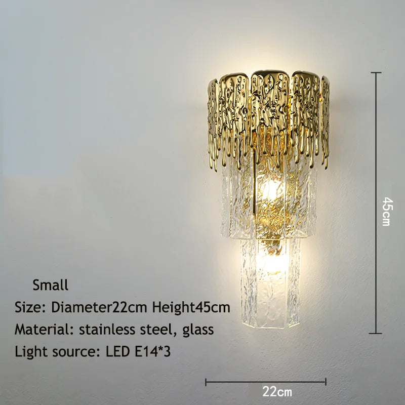 Light Luxury Led Wall Lamp Home Decoration Living Room Tv Background Wall Staircase Bedroom Italian Bedside Glass Wall Lamp