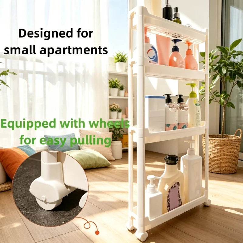 9.5cm Slim 3-Tier Door Gap Storage Cabinet, Narrow Side Shelf, Perfect Organizer for Bathroom & Kitchen Sundries Storage
