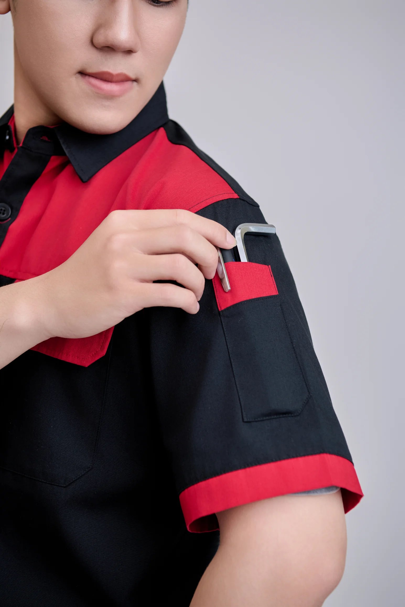Comfortable New Hi Visibility Safety TC Fabric Women's Black Red Short-Sleeve Durable FMF Vietnamese Breathable Workwear